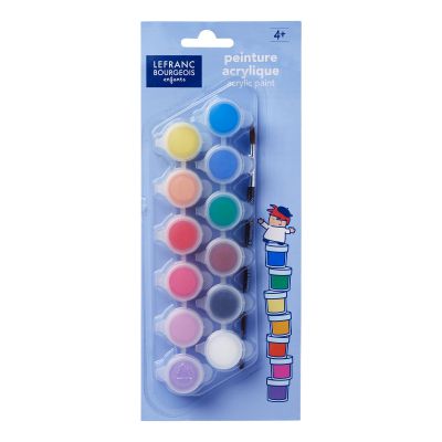 12 GODETS COULEURS ACRYLIQUE LEFRANC BOURGEOIS ENFANTS