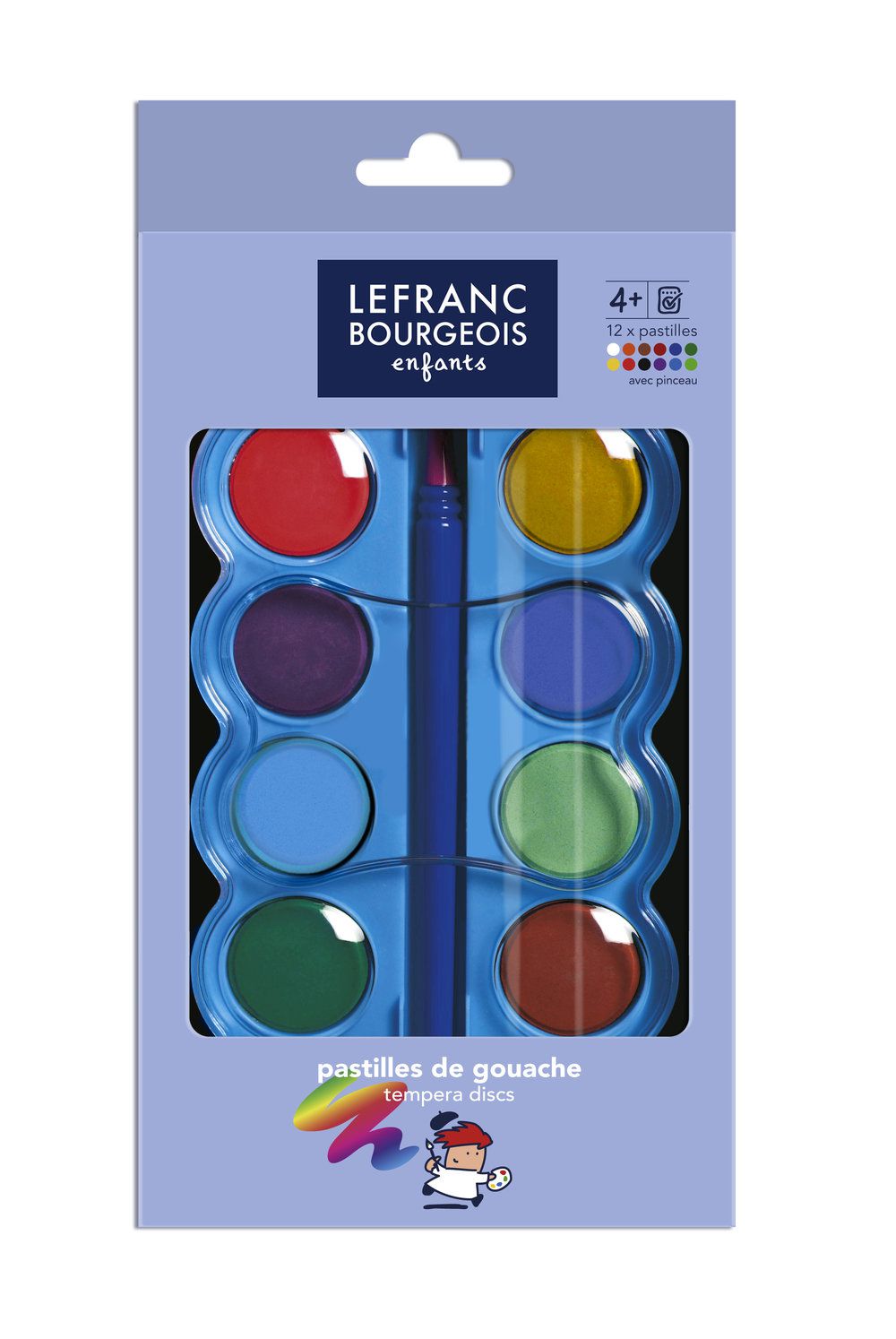 12 PASTILLES DE GOUACHE 30MM LEFRANC BOURGEOIS ENFANTS