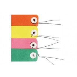 40 ETIQUETTES COULEURS FIL METAL 9X4CM