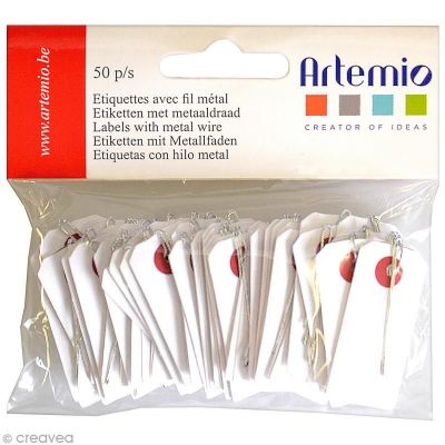 50 ETIQUETTES BLANCHES 2X4CM