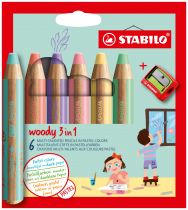 6 CRAYONS WOODY PASTEL + 1 TAILLE CRAYON 