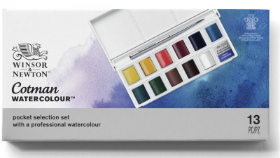 AQUARELLE COTMAN \ SKETCHER\   12 1/2GODETS & PINCEAU DE POCHE