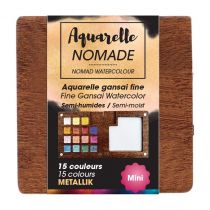 ART & GO MINI PALETTE AQUARELLE SEMI HUMIDE 15 COULEURS METALLIQUES