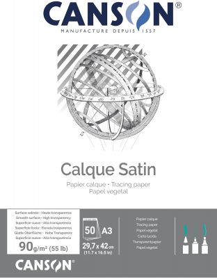 BLOC 50FL CALQUE SATIN� A3 90/95G   