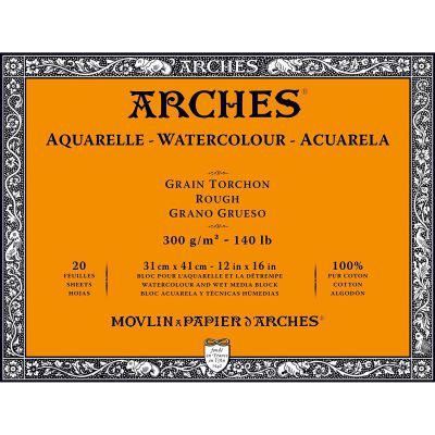 BLOC AQUARELLE 31X41CM ARCHES GRAIN TORCHON 300GRS 20 FEUILLES