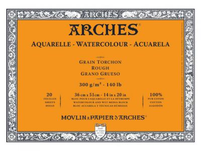 BLOC AQUARELLE 36X51CM ARCHES GRAIN TORCHON 300GRS 20 FEUILLES