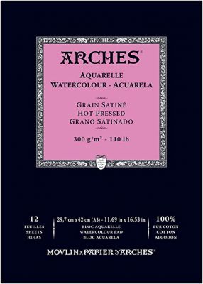 BLOC AQUARELLE A3 ARCHES GRAIN SATINE 300GRS