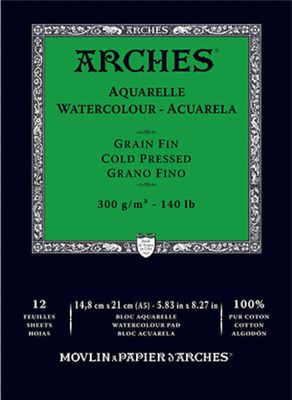 BLOC AQUARELLE A5 ARCHES GRAIN FIN 300GRS  