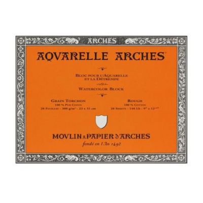 BLOC AQUARELLE ARCHES 23X31CM GRAIN TORCHON 300GRS 20 FEUILLES
