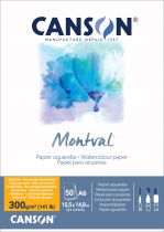 BLOC AQUARELLE MONTVAL CANSON 10,5X14,8CM 300G 50FL GRAIN FIN
