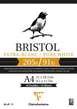 FEUILLES BRISTOL A4 205GR BLANC