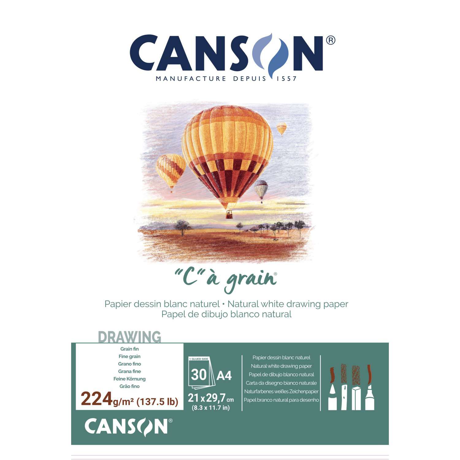 BLOC CANSON C A GRAIN A4 224GR