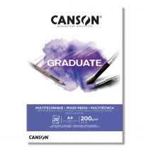 BLOC CANSON GRADUATE MIXED MEDIA BLANC 200g/m² 20 FEUILLES