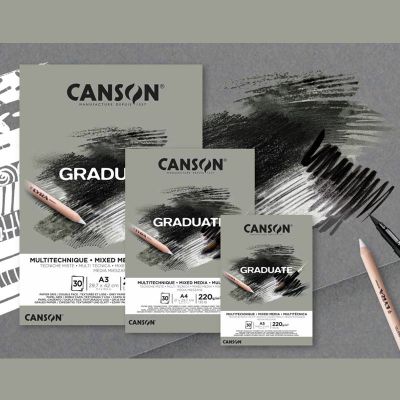 BLOC CANSON GRADUATE MIXED MEDIA GRIS A5 220g/m� 30 FEUILLES