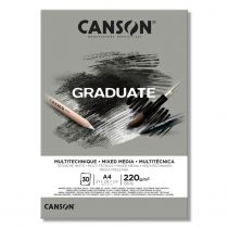 BLOC CANSON GRADUATE MIXED MEDIA GRIS A5 220g/m² 30 FEUILLES