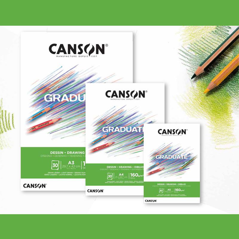 BLOC CANSON GRADUATE DESSIN BLANC 160g/m² 30 FEUILLES