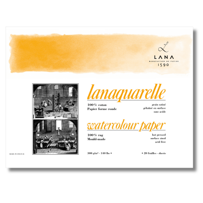 BLOC LANAQUARELLE 300G GRAIN SATIN� 18 X 26 CM 20 FEUILLES