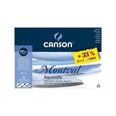 BLOC MONTVAL A3 300G 12 FEUILLES+4 GRATUITS