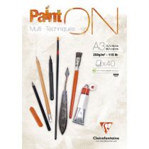 BLOC PAINT\'ON 40FEUILLES ENCOLLE 250G BLANC