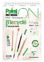  BLOC PAINT\'ON CLAIREFONTAINE 12FEUILLES SPIRALE 250G RECYCL&Eacute;