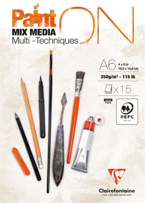 BLOC PAINT\'ON CLAIREFONTAINE ENCOLLE 250G BLANC