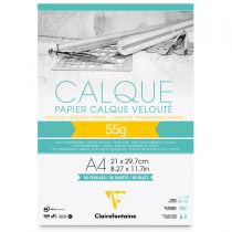 BLOC PAPIER CALQUE VELOUTE CLAIREFONTAINE A4 55GR 50FEUILLES