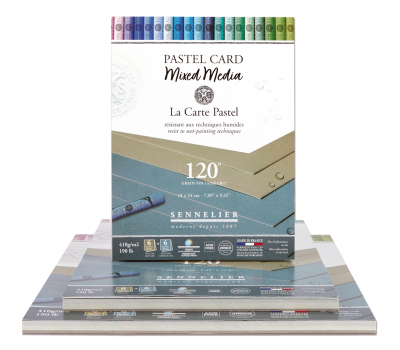 BLOC PASTEL CARD MIXED MEDIA - BLEU FONC�/GRIS CLAIR 12 FEUILLES 
