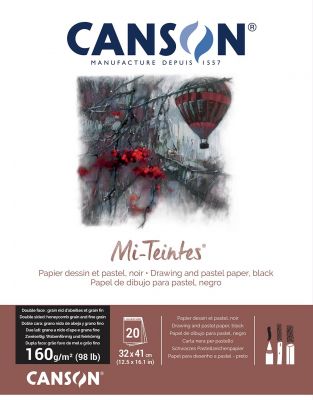 BLOC PASTEL MI TEINTES NOIR 32X41 20 Feuilles 160G - Coll� 1 C�t� 