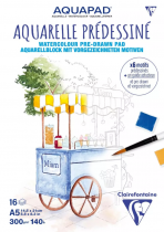 BLOC PREDESSINE GOURMANDISES AQUAPAD A5 16F 300G - 6 MOTIFS