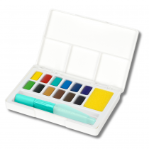 BOITE 12 DEMI-GODETS D\'AQUARELLE FABER-CASTELL + 1 PINCEAU