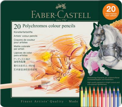 BOITE 20 CRAYONS POLYCHROMOS FABER CASTELL NOUVELLES COULEURS
