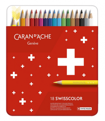 BOITE DE 18 CRAYONS PERMANENTS SWISSCOLOR CARAN D\'ACHE