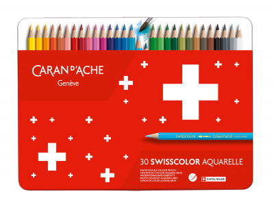 BOITE DE 30 CRAYONS AQUARELLABLES SWISSCOLOR CARAN D\'ACHE