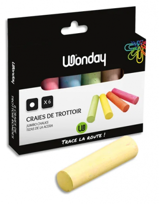 BOITE DE 6 CRAIES DE TROTTOIR RONDES COLORIS ASSORTIS