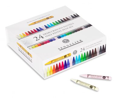 BOITE D�COUVERTE 24 DEMI-CRAYONS PASTEL SENNELIER + 12 emplacement vides pour crayons grande taille