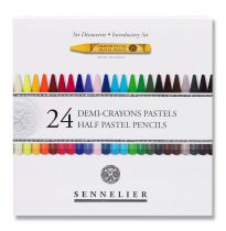 BOITE DÉCOUVERTE 24 DEMI-CRAYONS PASTEL SENNELIER + 12 emplacement vides pour crayons grande taille