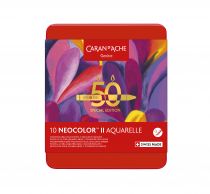 BOITE METAL 10 NEOCOLOR II CARAN D\'ACHE SPECIAL EDITION 50ans Teintes chaudes