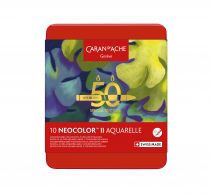 BOITE METAL 10 NEOCOLOR II CARAN D\'ACHE SPECIAL EDITION 50ans Teintes Froides