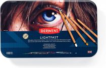 BOITE METAL 100 CRAYONS LIGHTFAST DERWENT + 1 Mini Bloc Papier