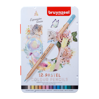 BOITE METAL 12 CRAYONS  PASTELS BRUYNZEEL