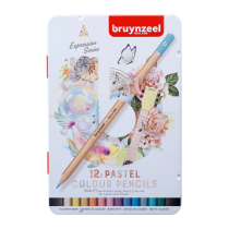 BOITE METAL 12 CRAYONS  PASTELS BRUYNZEEL