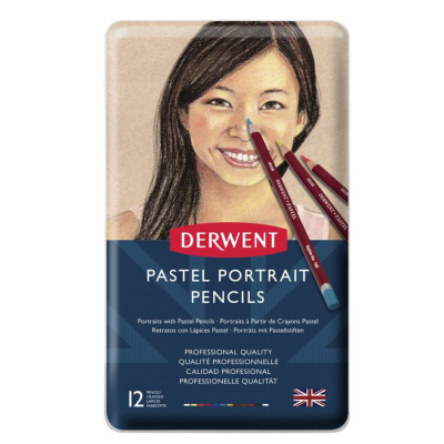 BOITE METAL 12 CRAYONS PASTEL DERWENT TEINTES CHAIR ASSORTIES
