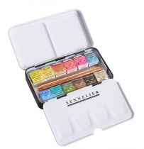 BOITE M&Eacute;TAL 12 DEMI-GODETS AQUARELLE EXTRA-FINE SENNELIER + 1 PINCEAU -S&Eacute;LECTION CATALINA RODRIGUEZ VILLAZON