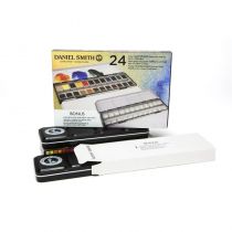 BOITE METAL 24 DEMI-GODETS AQUARELLE EXTRA-FINE DANIEL SMITH + BOITE VIDE DE 24 DEMI-GODETS