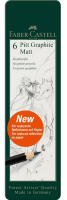 Boite M�tal 6 Crayons graphite Pitt Graphite Matt 