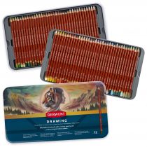 BOITE METAL 72 CRAYONS DRAWING DERWENT (collection complète)