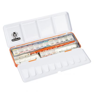 BOITE METAL AQUARELLE EXTRA FINE HORADAM SCHMINCKE JUICY ORANGE 15 1/2 Godets + 1 Pinceau Lavis Da VINCI
