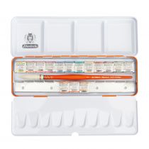 BOITE METAL AQUARELLE EXTRA FINE HORADAM SCHMINCKE JUICY ORANGE 15 1/2 Godets + 1 Pinceau Lavis Da VINCI