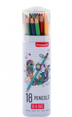 BOITE METAL CRAYONS COULEURS BRUYNZEEL 12+6 GRATUITS