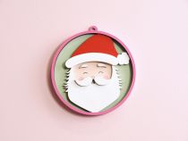 BOULE RELIEF BOIS PERE NOEL SANTA BABY